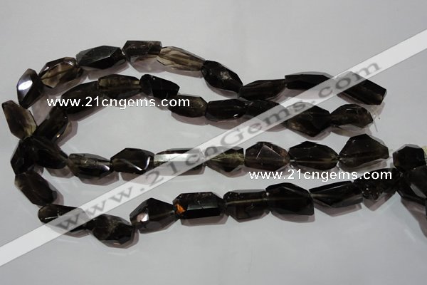 CNG904 15.5 inches 10*14mm – 14*25mm faceted nuggets smoky quartz beads