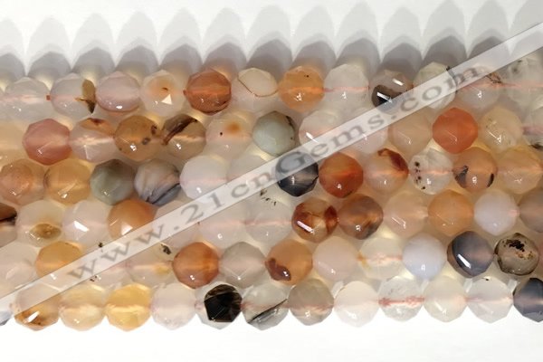 CNG9078 15.5 inches 8mm faceted nuggets agate gemstone beads