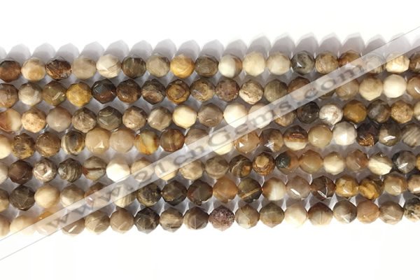 CNG9089 15.5 inches 6mm faceted nuggets coral jade gemstone beads