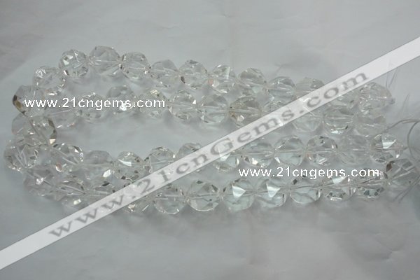 CNG914 15 inches 14mm faceted nuggets white crystal beads