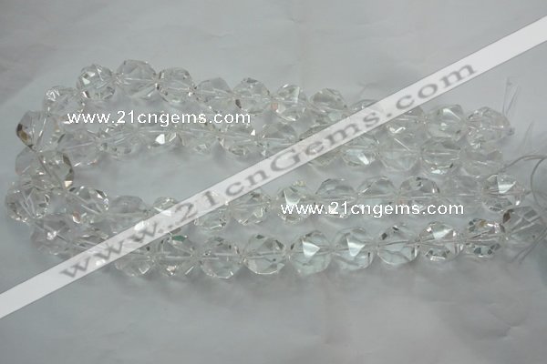 CNG915 15 inches 16mm faceted nuggets white crystal beads