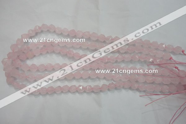 CNG919 15 inches 8mm faceted nuggets rose quartz beads