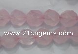 CNG921 15 inches 12mm faceted nuggets rose quartz beads