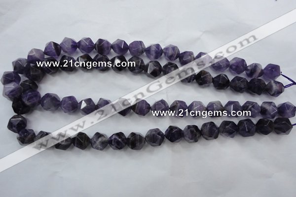 CNG929 15 inches 10mm faceted nuggets amethyst gemstone beads