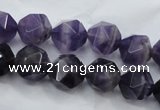 CNG930 15 inches 12mm faceted nuggets amethyst gemstone beads