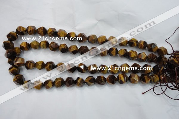 CNG938 15 inches 12mm faceted nuggets yellow tiger eye beads