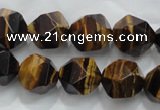 CNG939 15 inches 14mm faceted nuggets yellow tiger eye beads