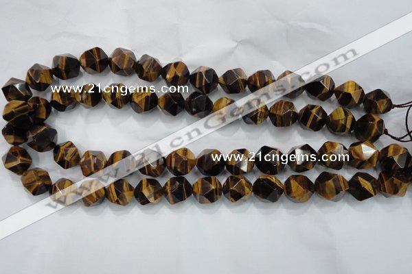 CNG939 15 inches 14mm faceted nuggets yellow tiger eye beads