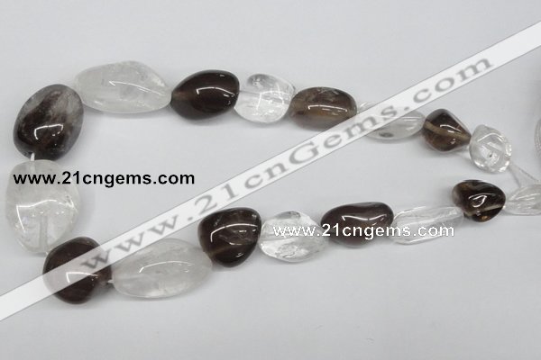 CNG95 12*14mm - 20*35mm nuggets smoky quartz & crystal gemstone beads