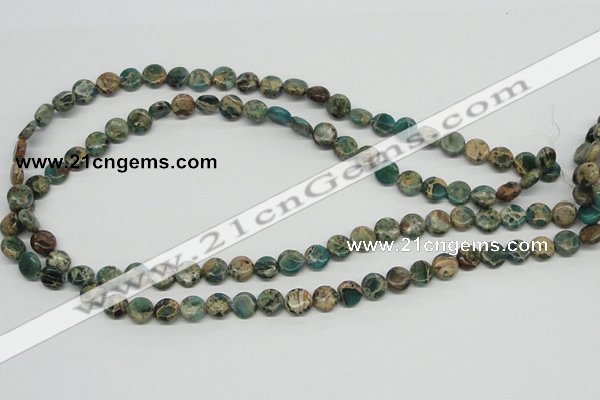 CNI07 16 inches 8mm flat round natural imperial jasper beads wholesale