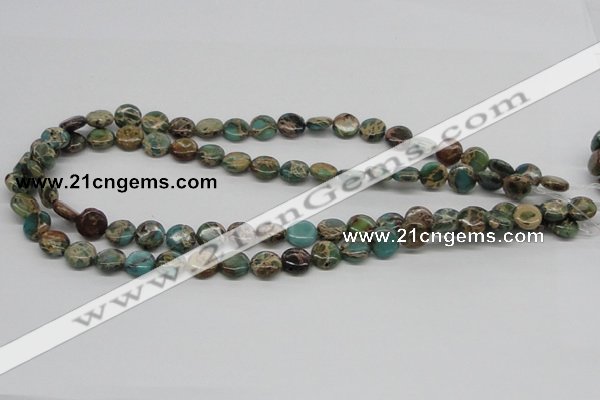 CNI08 16 inches 10mm flat round natural imperial jasper beads wholesale