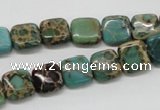 CNI18 16 inches 10*10mm square natural imperial jasper beads wholesale