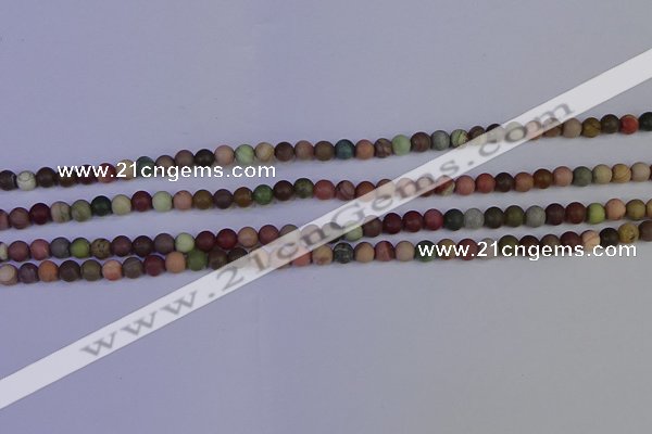 CNI360 15.5 inches 4mm round matte imperial jasper beads wholesale