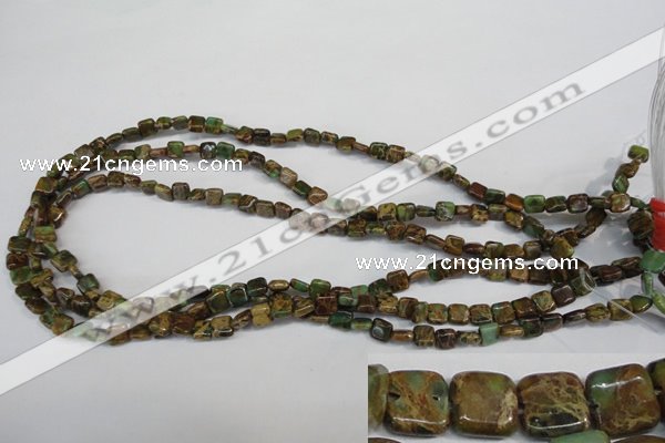 CNI37 15.5 inches 6*6mm square natural imperial jasper beads