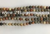 CNI376 15.5 inches 6mm round matte American picture jasper beads
