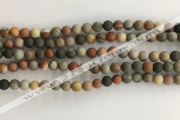 CNI376 15.5 inches 6mm round matte American picture jasper beads