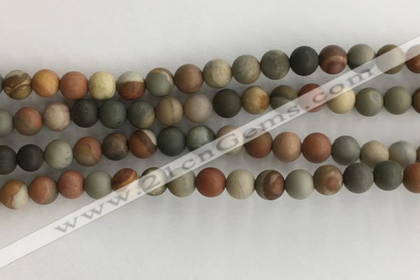 CNI377 15.5 inches 8mm round matte American picture jasper beads