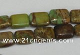 CNI39 15.5 inches 6*8mm rectangle natural imperial jasper beads