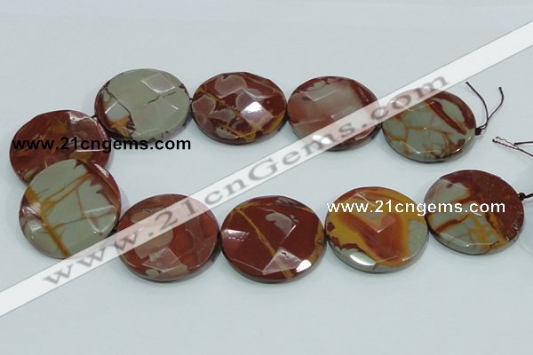 CNJ02 15.5 inches 40mm faceted coin natural noreena jasper beads