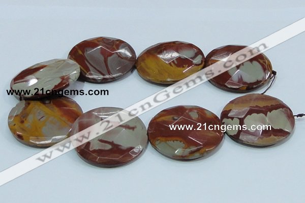 CNJ03 15.5 inches 50mm faceted coin natural noreena jasper beads