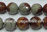 CNJ18 15.5 inches 14mm faceted round natural noreena jasper beads