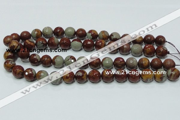 CNJ18 15.5 inches 14mm faceted round natural noreena jasper beads