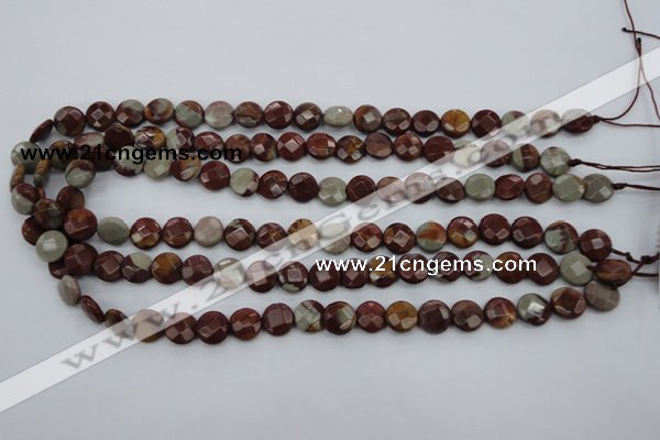 CNJ41 15.5 inches 10mm faceted coin noreena jasper beads