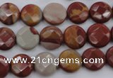 CNJ42 15.5 inches 12mm faceted coin noreena jasper beads