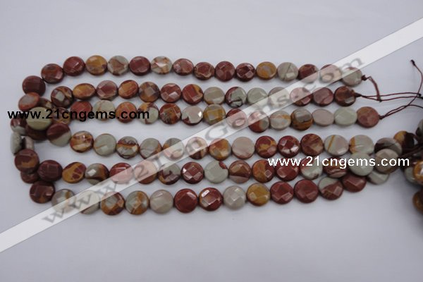 CNJ42 15.5 inches 12mm faceted coin noreena jasper beads