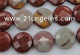 CNJ43 15.5 inches 14mm faceted coin noreena jasper beads