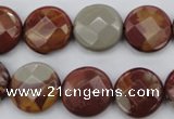 CNJ44 15.5 inches 16mm faceted coin noreena jasper beads