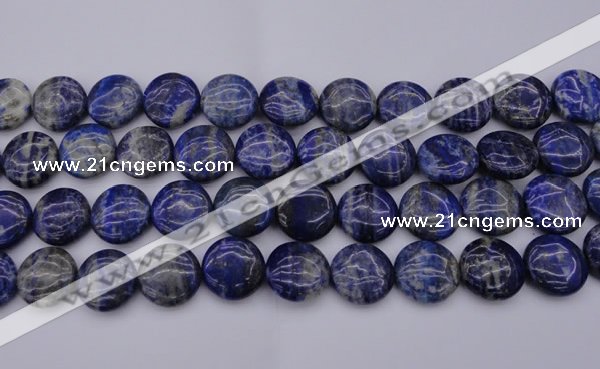 CNL1109 15.5 inches 18mm flat round lapis lazuli gemstone beads