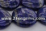 CNL1111 15.5 inches 25mm flat round lapis lazuli gemstone beads