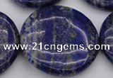 CNL1114 15.5 inches 40mm flat round lapis lazuli gemstone beads