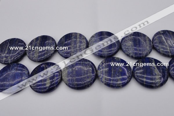 CNL1114 15.5 inches 40mm flat round lapis lazuli gemstone beads