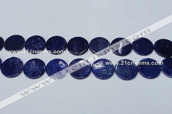 CNL1280 15.5 inches 25mm flat round natural lapis lazuli beads