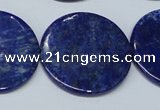 CNL1281 15.5 inches 30mm flat round natural lapis lazuli beads