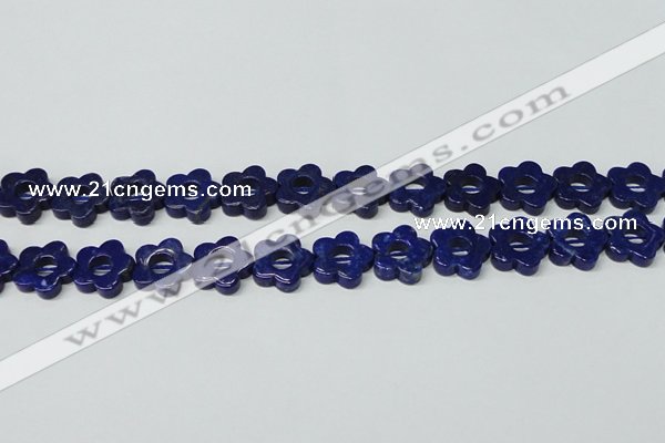 CNL1310 15.5 inches 16mm carved flower natural lapis lazuli beads