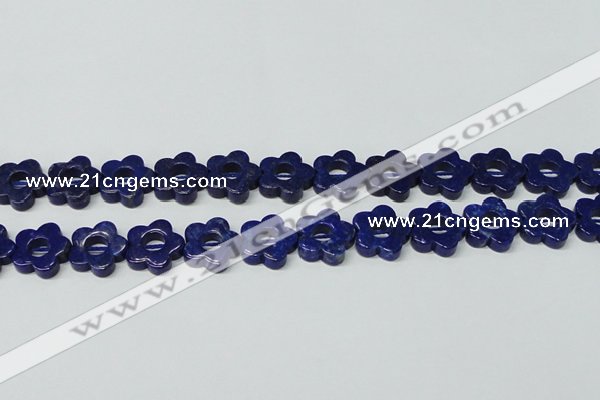 CNL1311 15.5 inches 18mm carved flower natural lapis lazuli beads