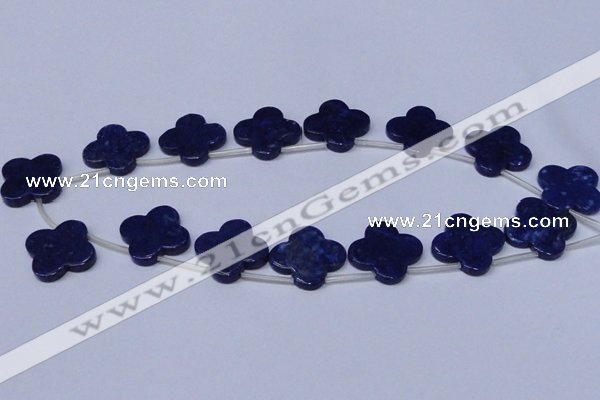 CNL1317 Top drilled 24mm flower natural lapis lazuli beads