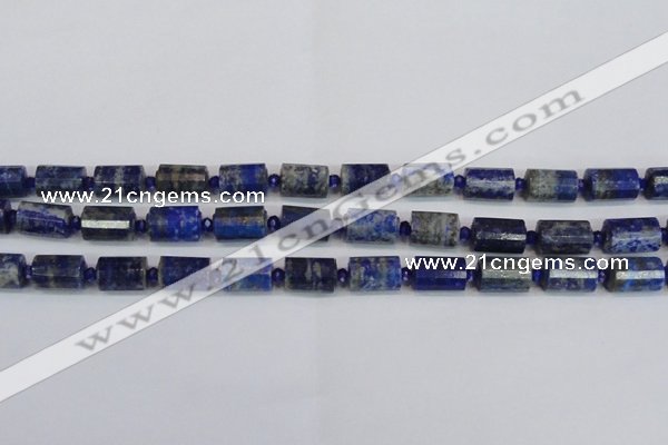 CNL1606 15.5 inches 10*15mm faceted tube lapis lazuli gemstone beads