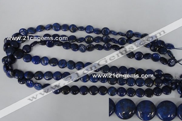 CNL451 15.5 inches 10mm flat round natural lapis lazuli beads