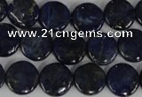 CNL452 15.5 inches 12mm flat round natural lapis lazuli beads