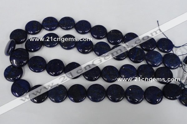 CNL456 15.5 inches 20mm flat round natural lapis lazuli beads