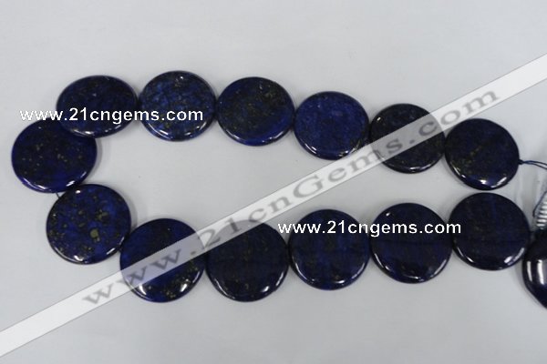 CNL458 15.5 inches 30mm flat round natural lapis lazuli beads