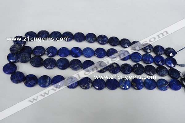 CNL472 15.5 inches 14mm faceted coin natural lapis lazuli beads