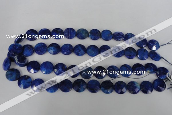 CNL473 15.5 inches 16mm faceted coin natural lapis lazuli beads