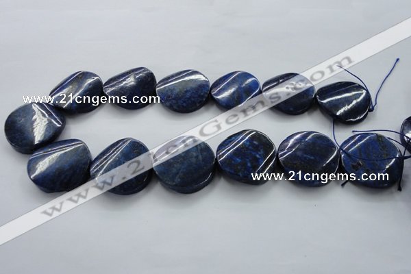 CNL698 15.5 inches 30mm twisted coin natural lapis lazuli beads