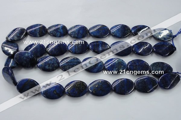 CNL704 15.5 inches 18*25mm twisted oval natural lapis lazuli beads