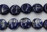 CNL732 15.5 inches 14mm flat round natural lapis lazuli gemstone beads